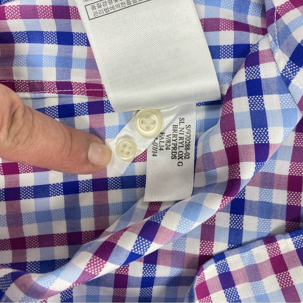 Banana Republic No Iron Slim Fit Men’s Dress Shirt Size Large Blue & Red Plaid - Picture 12 of 15